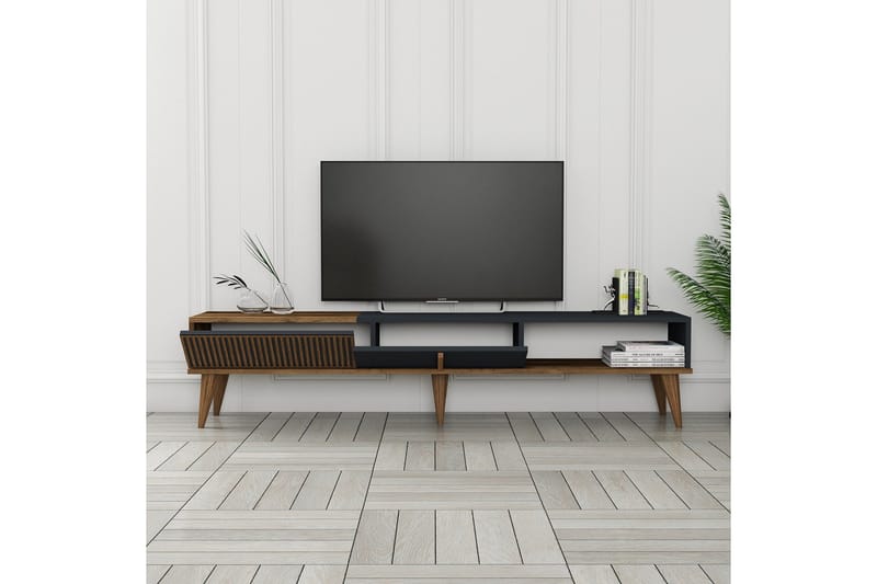 Lissione Tv-bänk 180 cm - Valnöt/Antracit - Möbler - TV- & Mediamöbler - TV bänk & mediabänk