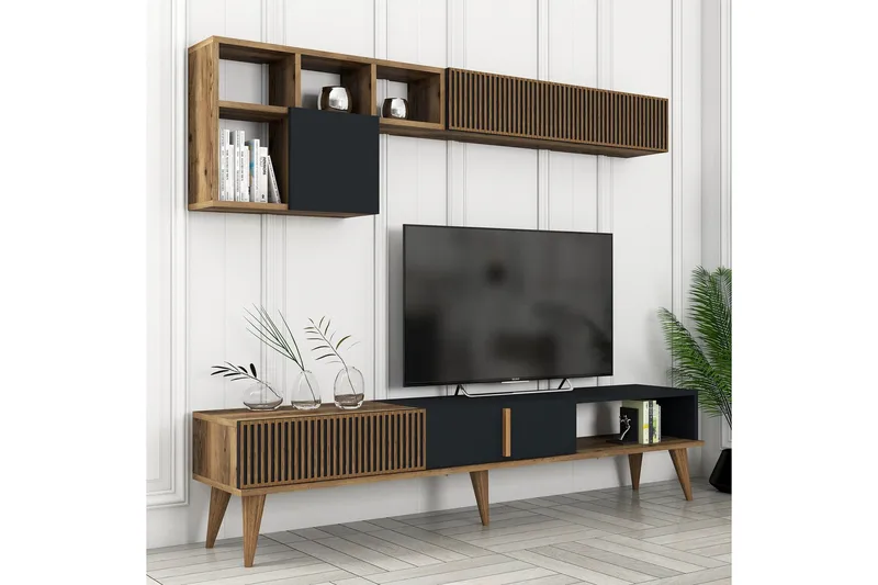 Lissione Tv-bänk 180 cm - Valnöt/Antracit - Möbler - TV- & Mediamöbler - TV bänk & mediabänk