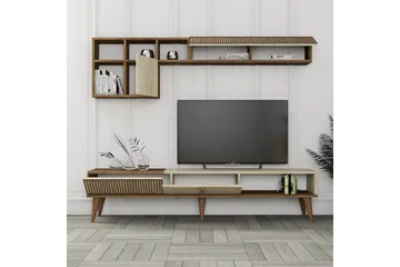 Lissione Tv-bänk 180 cm - Valnöt/Beige - Möbler - TV- & Mediamöbler - TV bänk & mediabänk