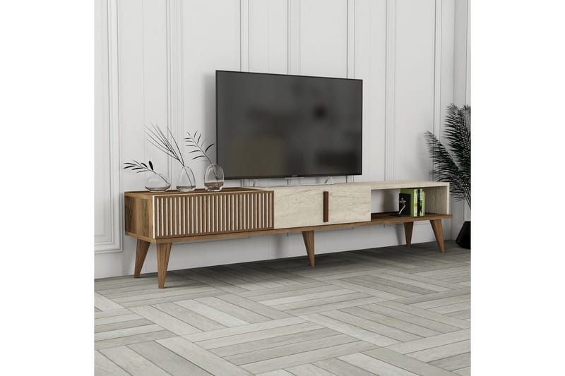 Lissione Tv-bänk 180 cm - Valnöt/Beige - Möbler - TV- & Mediamöbler - TV bänk & mediabänk