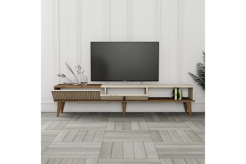 Lissione Tv-bänk 180 cm - Valnöt/Beige - Möbler - TV- & Mediamöbler - TV bänk & mediabänk