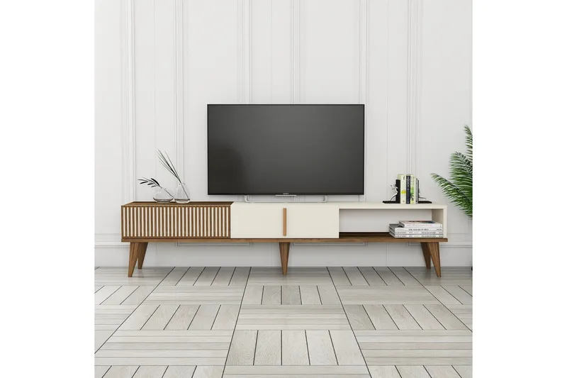 Lissione Tv-bänk 180 cm - Valnöt/Cream - Möbler - TV- & Mediamöbler - TV bänk & mediabänk