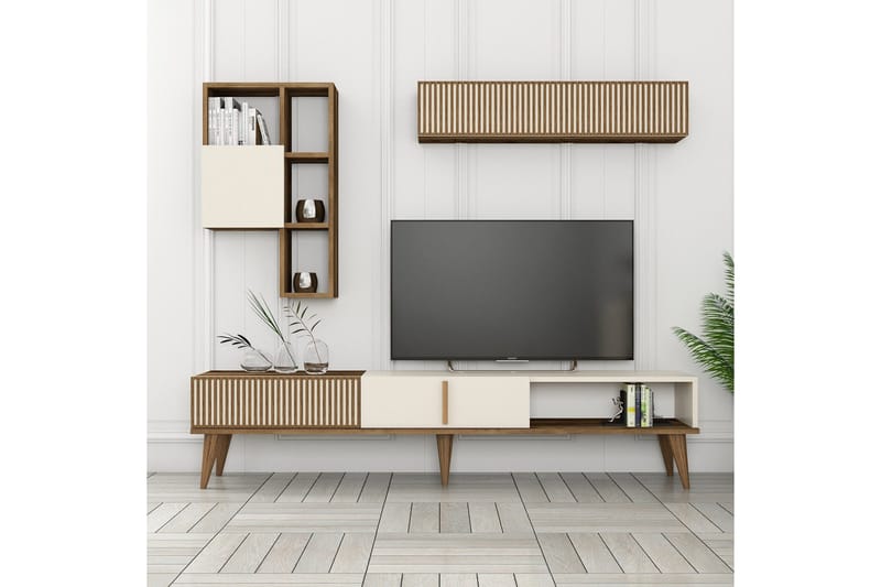 Lissione Tv-bänk 180 cm - Valnöt/Cream - Möbler - TV- & Mediamöbler - TV bänk & mediabänk