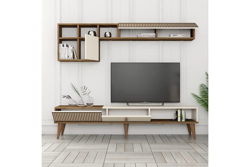 Lissione Tv-bänk 180 cm - Valnöt/Cream - Möbler - TV- & Mediamöbler - TV bänk & mediabänk