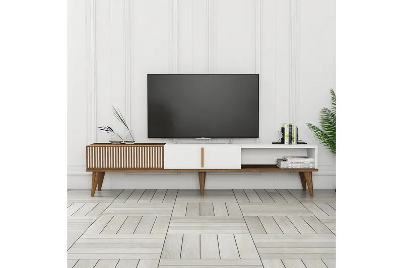 Lissione Tv-bänk 180 cm, Valnöt/Vit