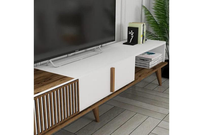 Lissione Tv-bänk 180 cm - Valnöt/Vit - Möbler - TV- & Mediamöbler - TV bänk & mediabänk