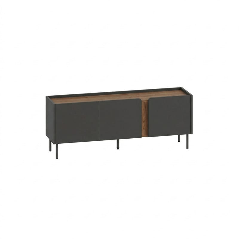 Lomar TV-bänk 140x53,9x35,5 cm, Antracit/Naturlig ek/Svart