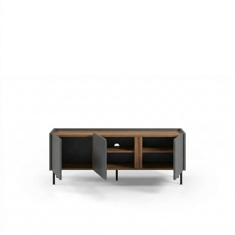 Lomar TV-bänk 140x53,9x35,5 cm - Antracit/Naturlig ek/Svart - Möbler - TV- & Mediamöbler - TV bänk & mediabänk