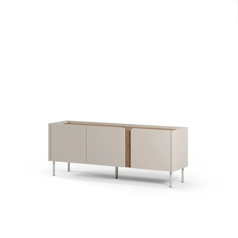 Lomar TV-bänk 140x53,9x35,5 cm, Santstone och naturlig ek