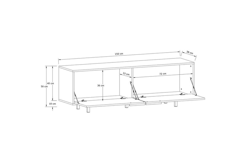 Lowboard Alberto 150x38x50 cm, Vit - 150x38x50 cm, Vit - Möbler - TV- & Mediamöbler - TV bänk & mediabänk