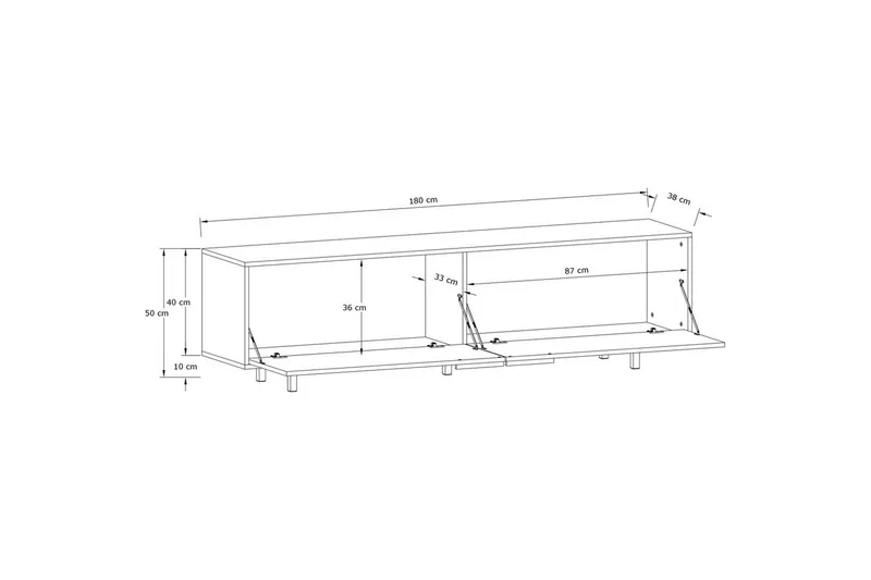 Lowboard Alberto 180x38x50 cm, Vit - 180x38x50 cm, Vit - Möbler - TV- & Mediamöbler - TV bänk & mediabänk