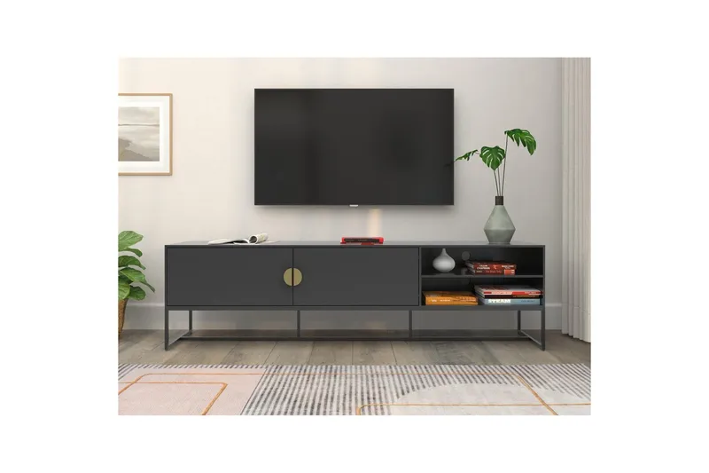 Lowboard Asia Antracit - Antracit - Möbler - TV- & Mediamöbler - TV bänk & mediabänk