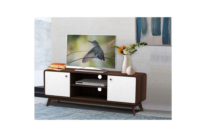 Lowboard Cassie 140x39x53 cm, Valnöt/Vit - 140x39x53 cm, Valnöt/Vit - Möbler - TV- & Mediamöbler - TV bänk & mediabänk
