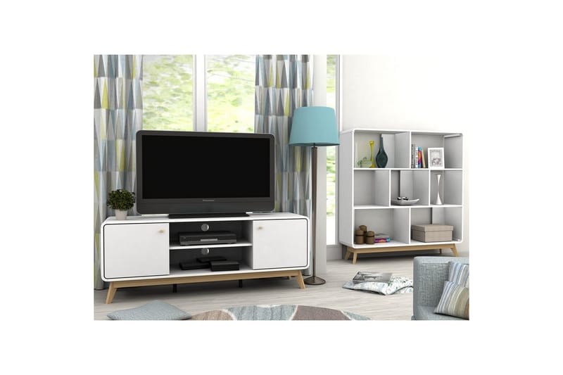 Lowboard Cassie 140x39x53 cm, Vit/Vit - 140x39x53 cm, Vit/Vit - Möbler - TV- & Mediamöbler - TV bänk & mediabänk