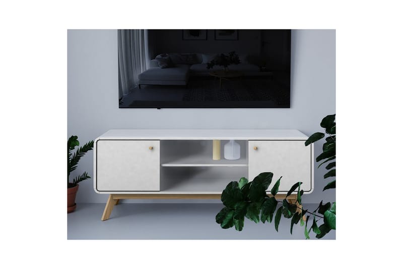Lowboard Cassie 140x39x53 cm, Vit/Vit - 140x39x53 cm, Vit/Vit - Möbler - TV- & Mediamöbler - TV bänk & mediabänk