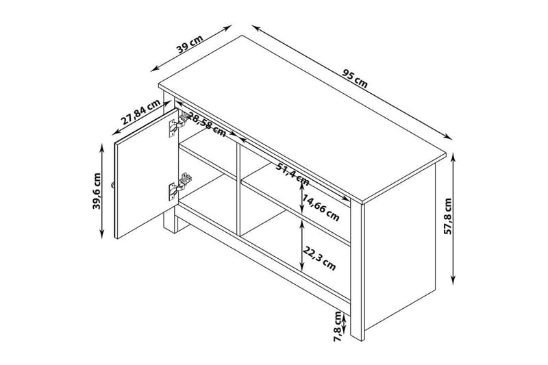 Lowboard Emerald 95x39x58 cm, Natur - 95x39x58 cm, Natur - Möbler - TV- & Mediamöbler - TV bänk & mediabänk