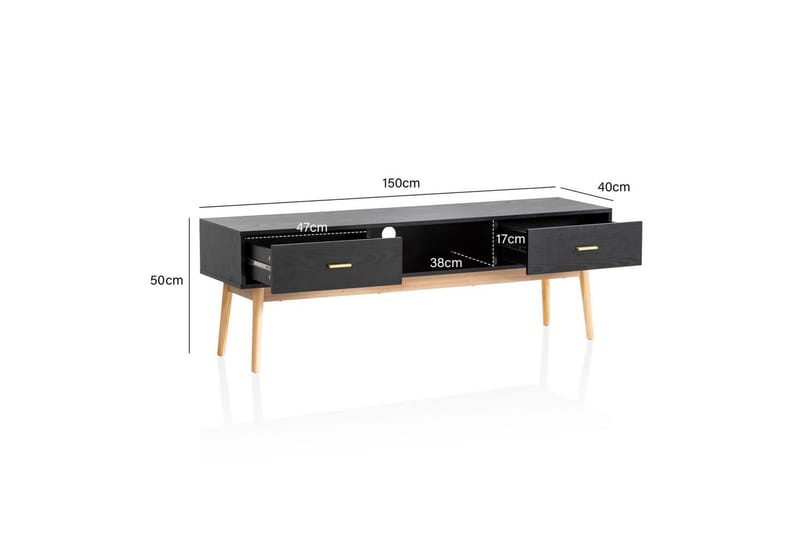 Lowboard Wohnling Ek folierad 2 lådor modern med förvaring modern - Möbler - TV- & Mediamöbler - TV-skåp