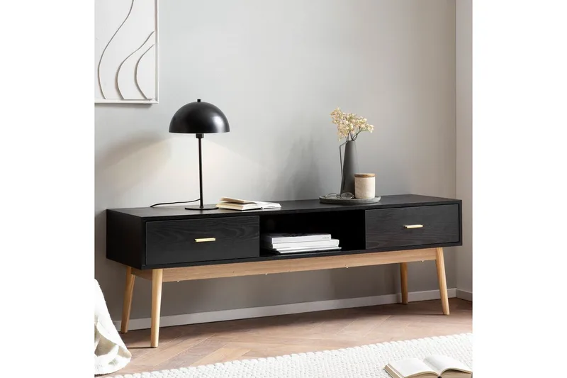 Lowboard Wohnling Ek folierad 2 lådor modern med förvaring modern - Möbler - TV- & Mediamöbler - TV-skåp