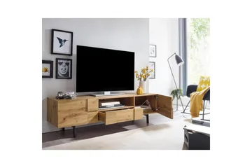 Lowboard Wohnling Ekfanerad med 2 dörrar Låda Metallben Lantlig stil - Möbler - TV- & Mediamöbler - TV-skåp