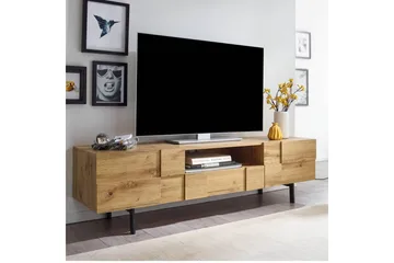 Lowboard Wohnling Ekfanerad med 2 dörrar Låda Metallben Lantlig stil - Möbler - TV- & Mediamöbler - TV-skåp