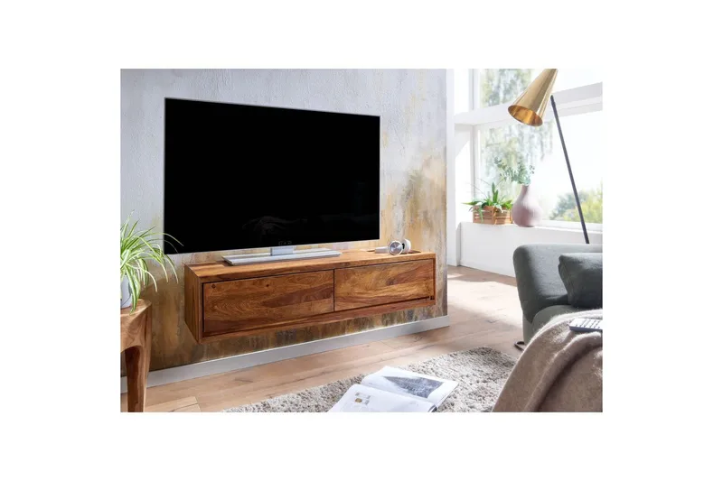 Lowboard Wohnling Massivt trä hängande med 2 lådor lantstil - Möbler - TV- & Mediamöbler - TV-skåp