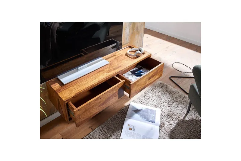 Lowboard Wohnling Massivt trä hängande med 2 lådor lantstil - Möbler - TV- & Mediamöbler - TV-skåp