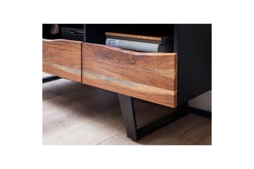 Lowboard Wohnling Massivt trä med 2 dörrar 1 låda träd kant lantlig stil - Möbler - TV- & Mediamöbler - TV-skåp