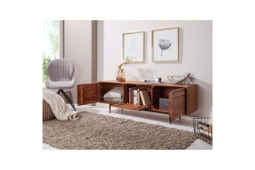 Lowboard Wohnling Massivt trä med förvaring, 3 dörrar, lantlig stil - Möbler - TV- & Mediamöbler - TV-skåp