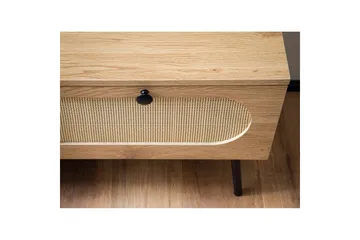 Lowboard Wohnling Melaminbelagd MDF-ekoptik, rottingfront, 2 lådor, metallben Modern - Möbler - TV- & Mediamöbler - TV-skåp