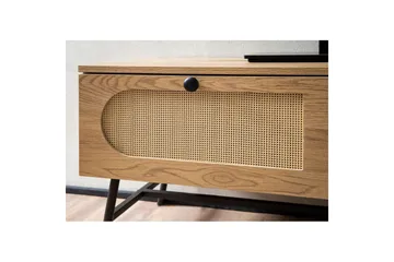 Lowboard Wohnling Melaminbelagd MDF-ekoptik, rottingfront, 2 lådor, metallben Modern - Möbler - TV- & Mediamöbler - TV-skåp