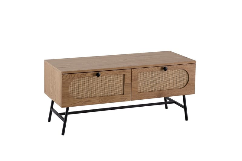 Lowboard Wohnling Melaminbelagd MDF-ekoptik, rottingfront, 2 lådor, metallben Modern - Möbler - TV- & Mediamöbler - TV-skåp
