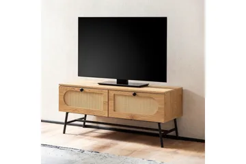 Lowboard Wohnling Melaminbelagd MDF-ekoptik, rottingfront, 2 lådor, metallben Modern - Möbler - TV- & Mediamöbler - TV-skåp