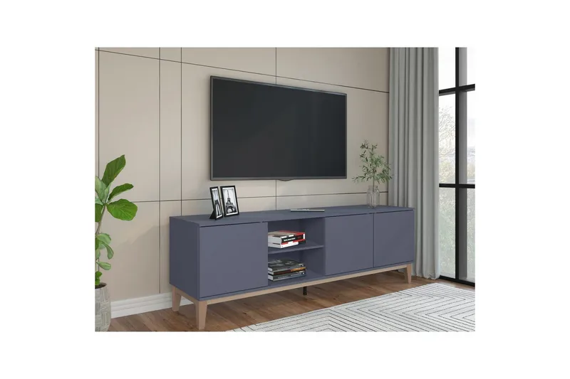 Lowboard Pelle Grå/Wotan Ek - Grå/Wotan Ek - Möbler - TV- & Mediamöbler - TV bänk & mediabänk