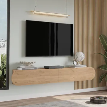 Lumina Vägghängd Tv Bänk 180 cm med Förvaring i Ek - Beige - Möbler - TV- & Mediamöbler - TV bänk & mediabänk