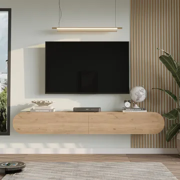 Lumina Vägghängd Tv Bänk 180 cm med Förvaring i Ek - Beige - Möbler - TV- & Mediamöbler - TV bänk & mediabänk