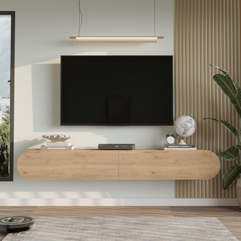 Lumina Vägghängd Tv Bänk 180 cm med Förvaring i Ek - Beige - Möbler - TV- & Mediamöbler - TV bänk & mediabänk