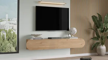 Lumina Vägghängd Tv Bänk 180 cm med Förvaring i Ek - Beige - Möbler - TV- & Mediamöbler - TV bänk & mediabänk