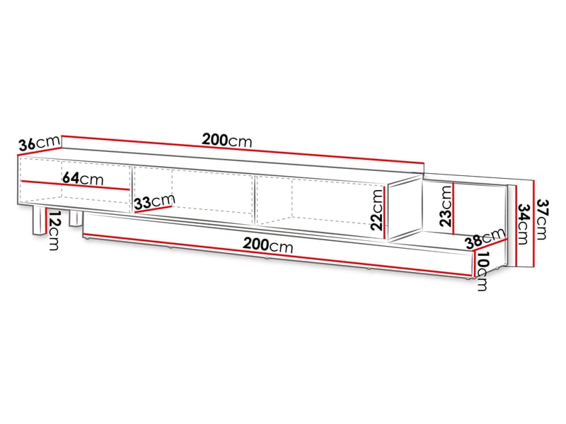 Lungö Tv-bänk 320 cm - brun och svart - Möbler - TV- & Mediamöbler - TV bänk & mediabänk