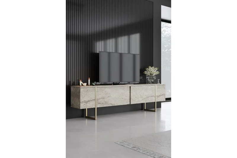 Luxe Tv-bänk 180 cm - Beige/Guld - Möbler - TV- & Mediamöbler - TV bänk & mediab änk