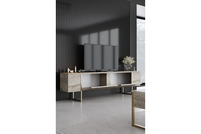 Luxe Tv-bänk 180 cm - Beige/Guld - Möbler - TV- & Mediamöbler - TV bänk & mediabänk