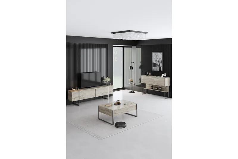 Luxe Tv-bänk 180 cm - Beige/Silver - Möbler - TV- & Mediamöbler - TV bänk & mediabänk