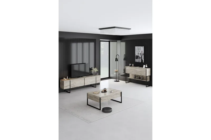 Luxe Tv-bänk 180 cm - Beige/Svart - Möbler - TV- & Mediamöbler - TV bänk & mediabänk