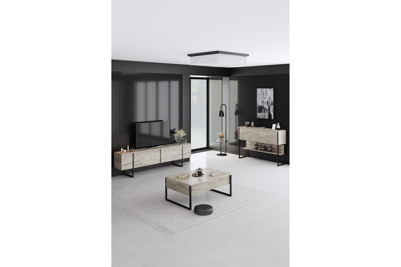 Luxe Tv-bänk 180 cm - Beige/Svart - Möbler - TV- & Mediamöbler - TV bänk & mediabänk