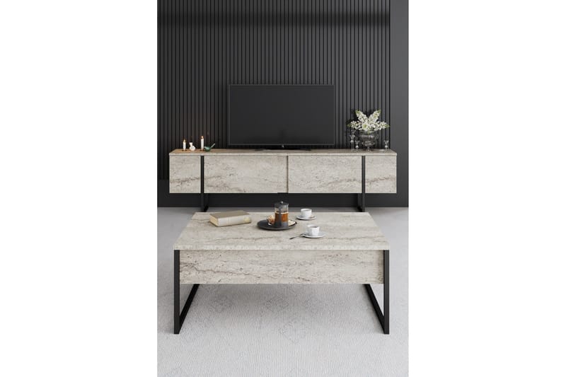 Luxe Tv-bänk 180 cm - Beige/Svart - Möbler - TV- & Mediamöbler - TV bänk & mediabänk