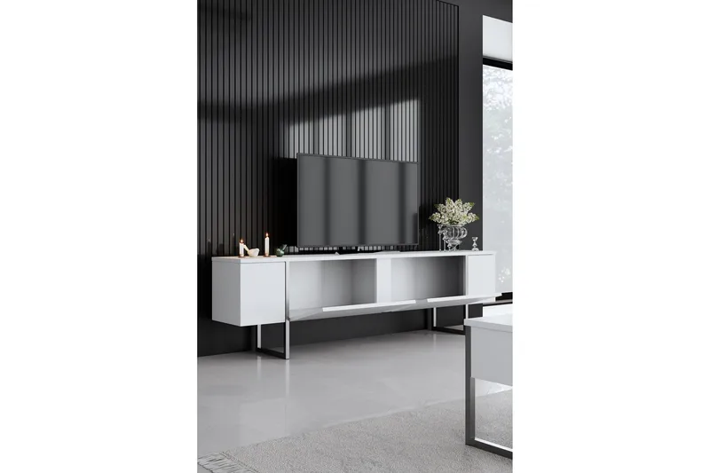 Luxe Tv-bänk 180 cm - Vit/Silver - Möbler - TV- & Mediamöbler - TV bänk & mediabänk