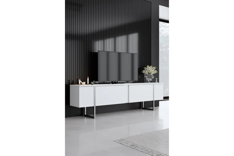 Luxe Tv-bänk 180 cm - Vit/Silver - Möbler - TV- & Mediamöbler - TV bänk & mediabänk