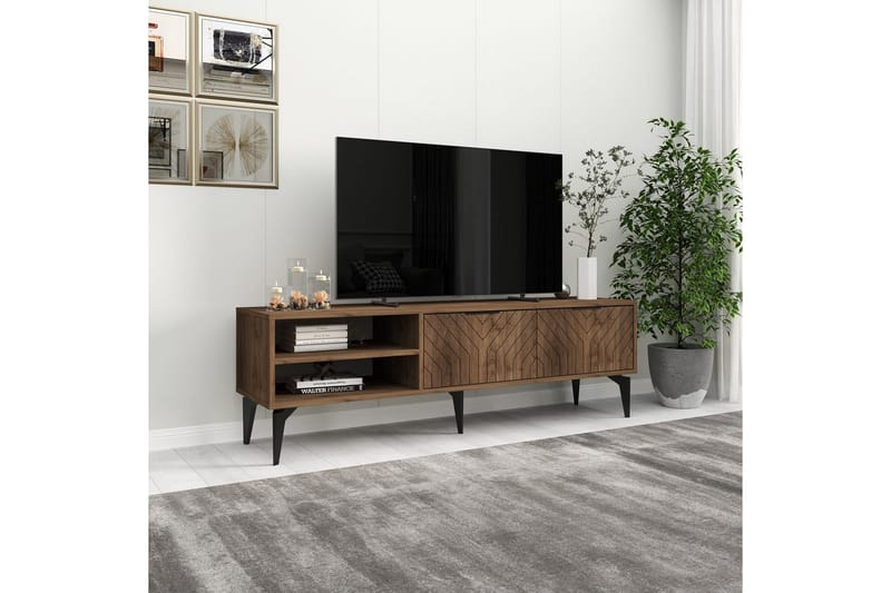 Lyven Tv-bänk 160 cm - Brun/Mörkfärgat trä - Möbler - TV- & Mediamöbler - TV bänk & mediabänk