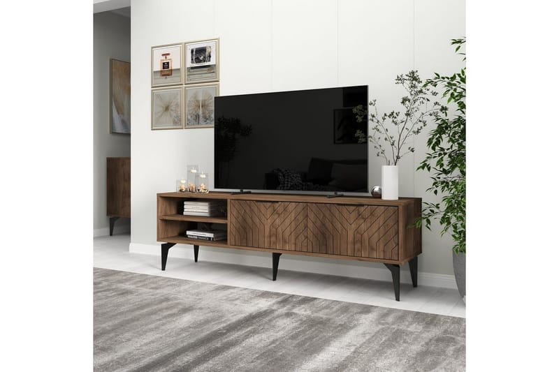 Lyven Tv-bänk 160 cm - Brun/Mörkfärgat trä - Möbler - TV- & Mediamöbler - TV bänk & mediabänk