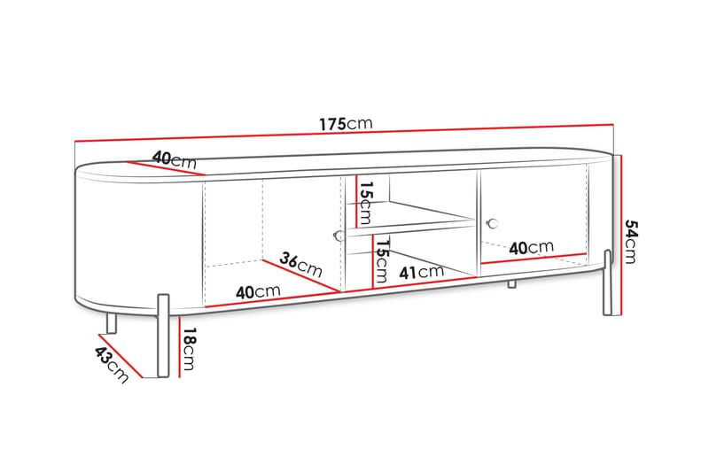 Maggio Tv-bänk 175x43 cm - Beige - Möbler - TV- & Mediamöbler - TV bänk & mediabänk