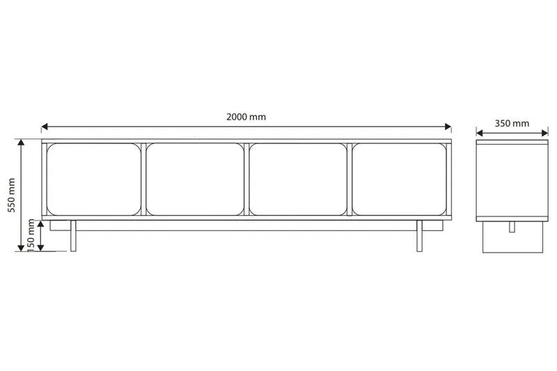 Marinport Tv-bänk 200 cm - Beige - Möbler - TV- & Mediamöbler - TV bänk & mediabänk